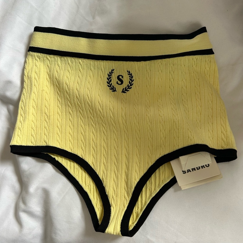 NWT Sandro Women's High Waist Yellow and Black Shorts (Corbusier)